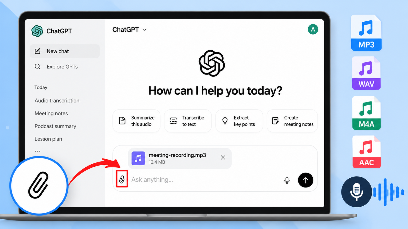 How to use ChatGPT audio uploads
